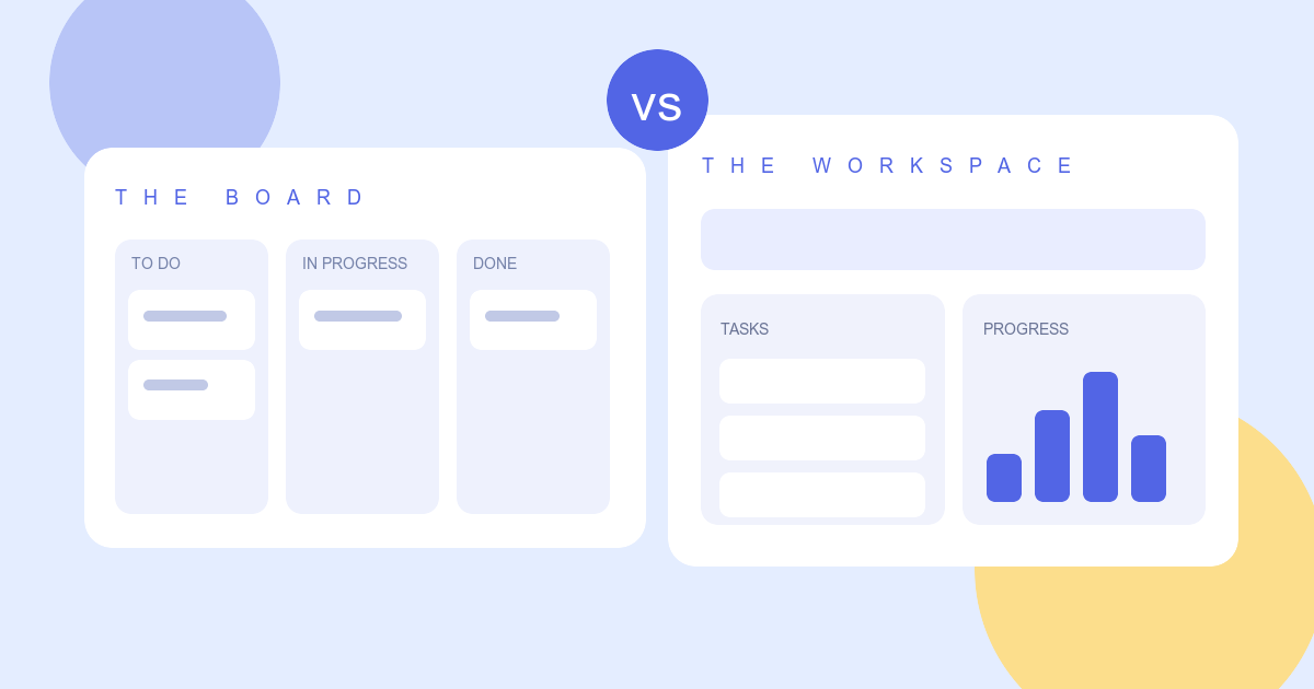 Illustrated kanban board beside a multiview project dashboard